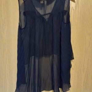 high low navy blue blouse